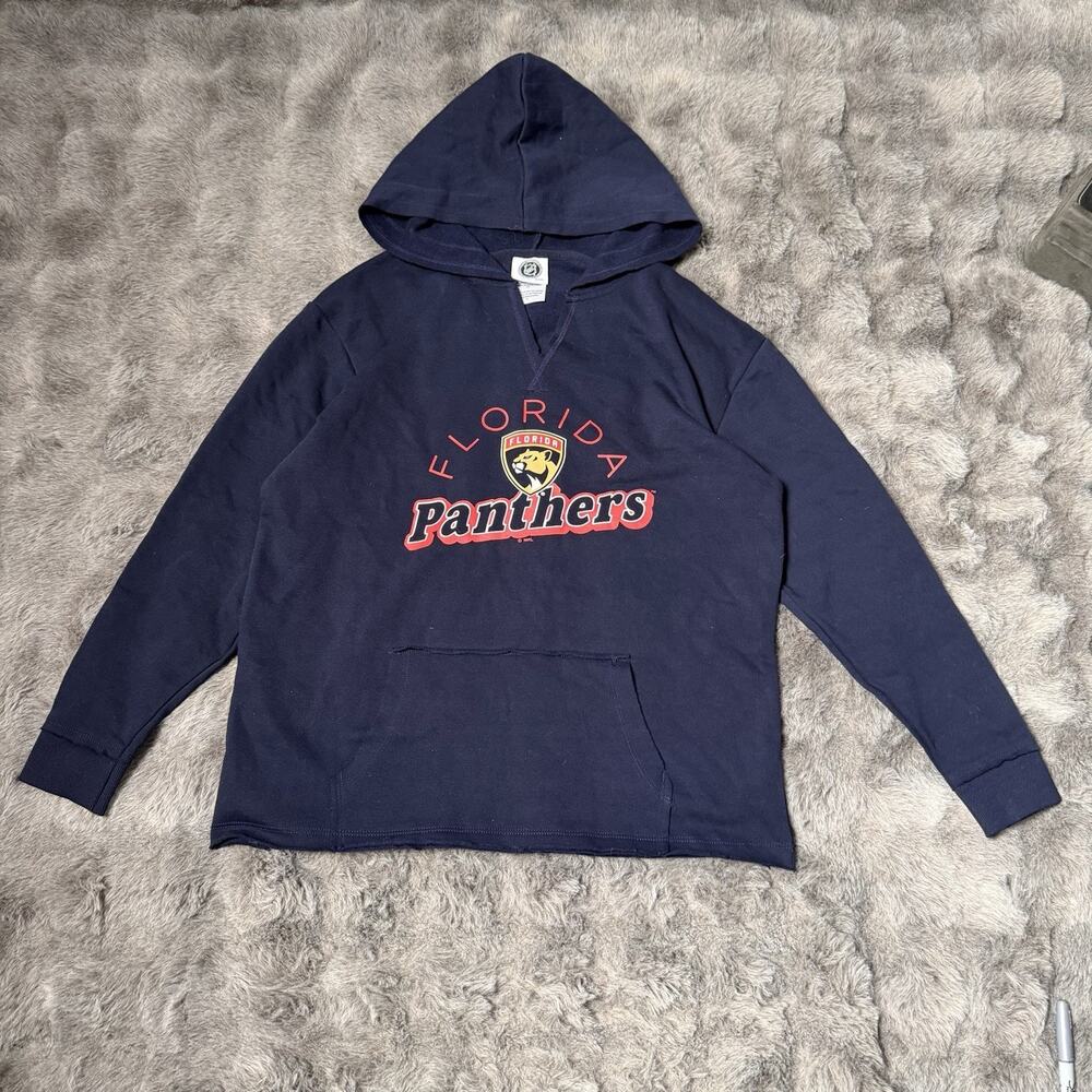 Florida Panthers NHL Fleece V Neck Sweatshirt Navy Blue Size Small
